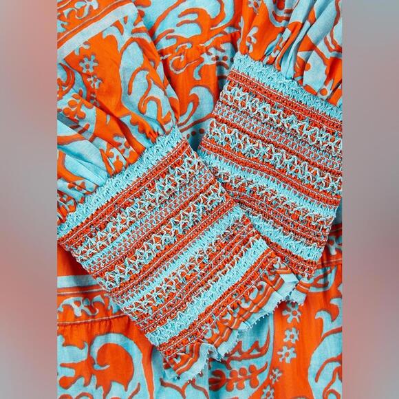 NWT ALICE + OLIVIA | SZ L | Rowen Printed Silk Cotton Blend Mini Babydoll Dess - Picture 5 of 12